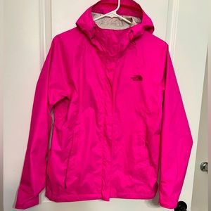 North Face Fuchsia Pink Jacket, Rain Jacket. Light weight Size Medium